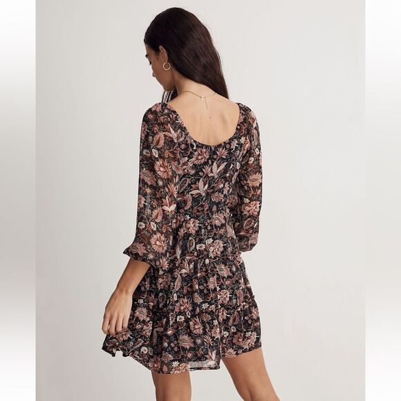Madewell NWT Amalia Tiered Mini Dress Size 2 in Pampas Blooms - Picture 3 of 7